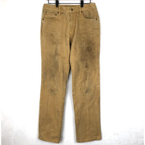 SCHAEFER Ranch Hand Brushcloth Dungarees Pants Men's 32x34 Tan Workwear Ranch
